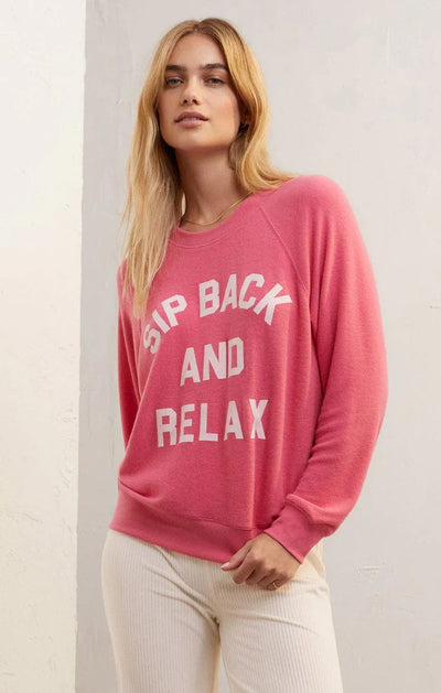 Z Supply Sweatshirt Pink Rose / S Cassie Sip Back Long Sleeve Top