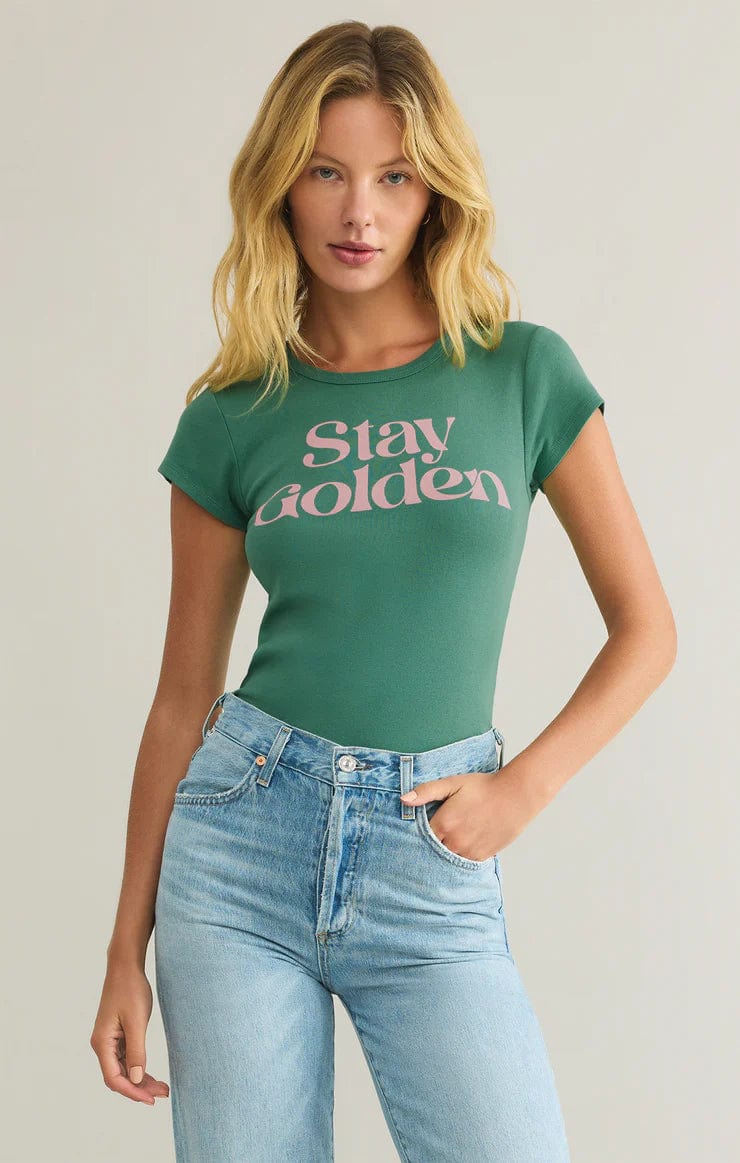 Z Supply Tee Botanical Green / S Stay Golden Cheeky Tee