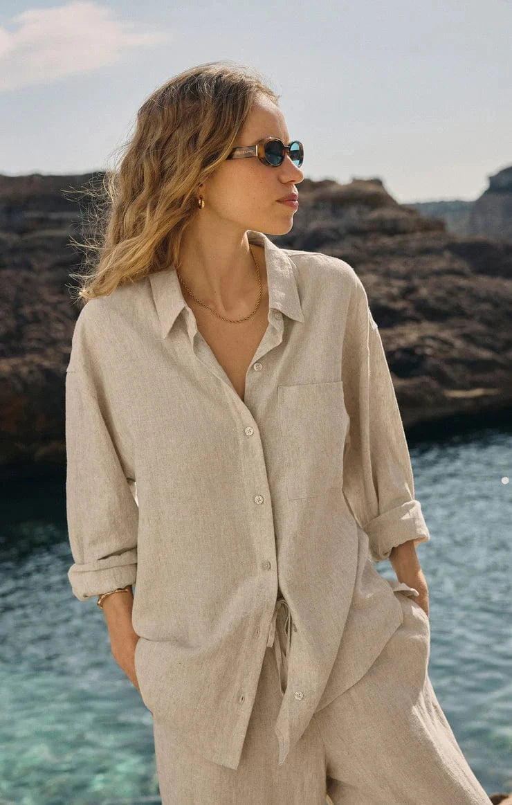 Z Supply Top Alfie Linen Button Up