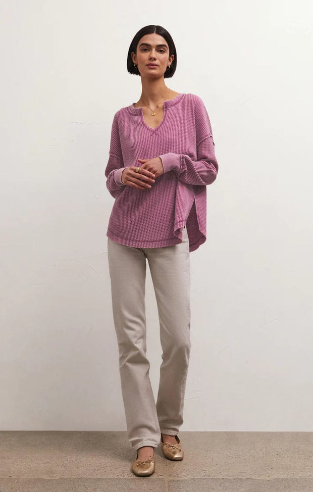 Z Supply Top Driftwood Thermal Long Sleeve Top