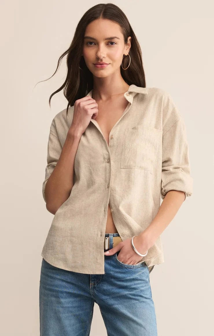 Z Supply Top Flax / XS Alfie Linen Button Up