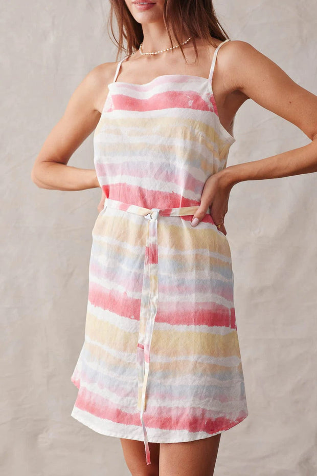 Bella Dahl Dress Stripe Print Linen Dress