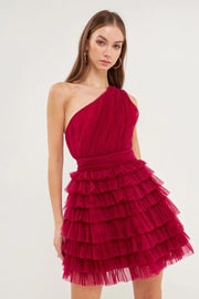 Endless Rose Dress Cherry / X Small Tiered Tulle Mini Dress