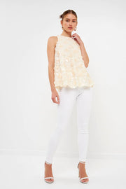 Endless Rose Top Satin Bow Sequins Top