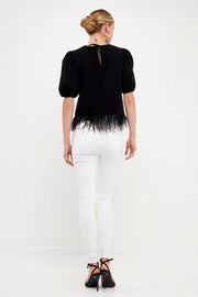 English Factory Top Feather Trim Top