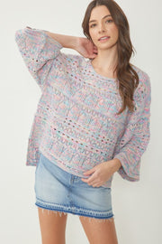 Entro Top Cotton Candy / Small Karla Rainbow Knit Top
