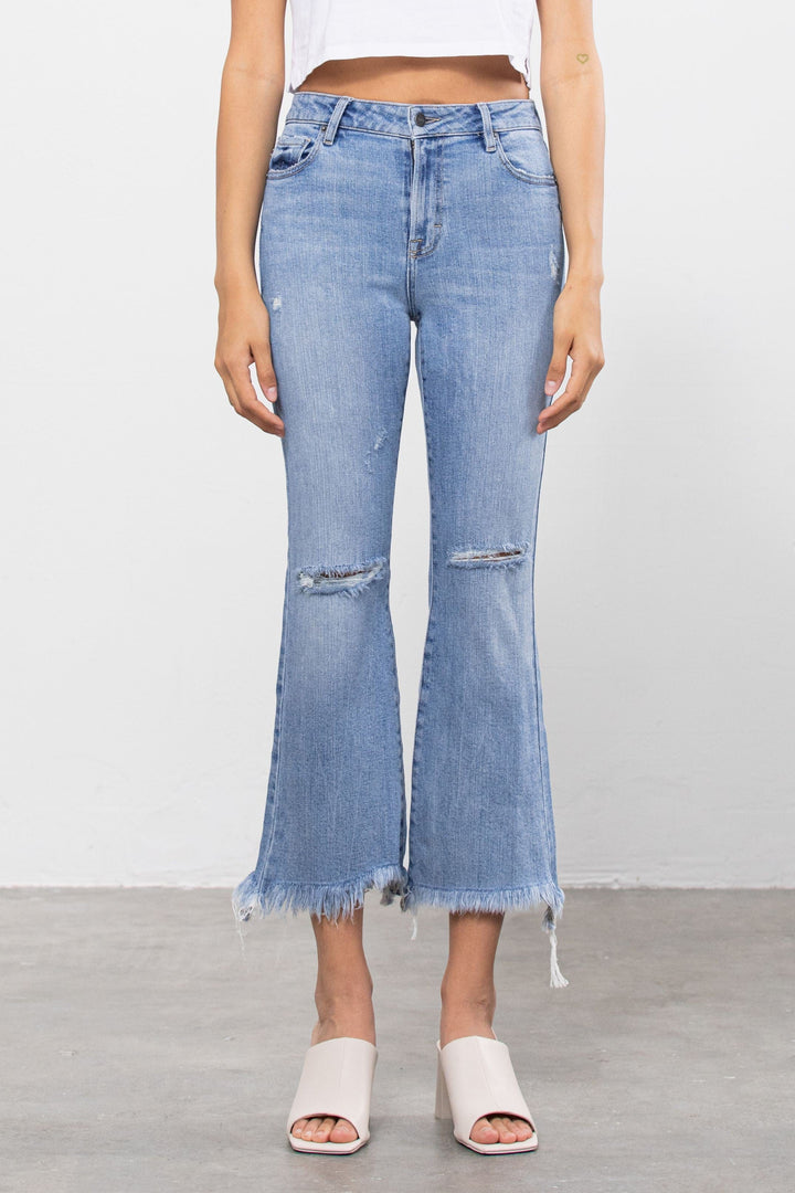 Hidden Jeans Denim Happi Light Wash Distressed Frayed Flare