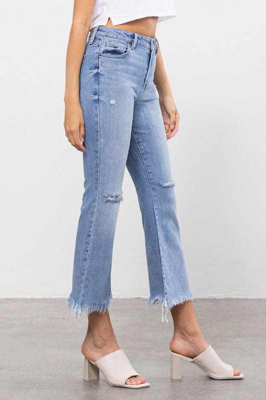 Hidden Jeans Denim Happi Light Wash Distressed Frayed Flare