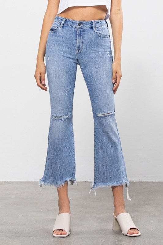 Hidden Jeans Denim Happi Light Wash Distressed Frayed Flare