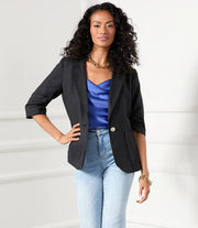 Karen Kane Jacket Black / X Small Ruched Sleeve Jacket