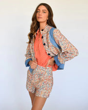 Never A Wallflower Jacket Coral Tweed Button Front Jacket