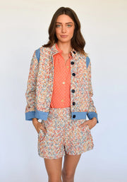 Never A Wallflower Jacket Coral Tweed / X Small Coral Tweed Button Front Jacket