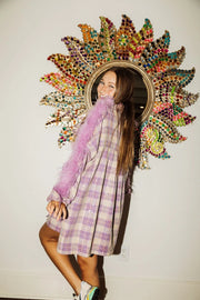 Queen of Sparkles Dress Purple Flannel Feather Dress